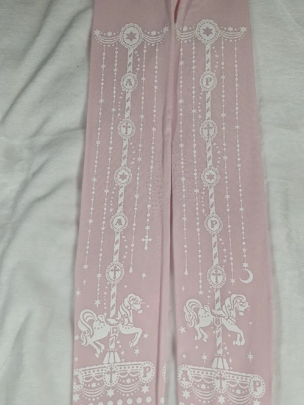 Angelic Pretty Pink Carousel Horse Print Tights | Sweet Lolita Accessory 🎠🎀